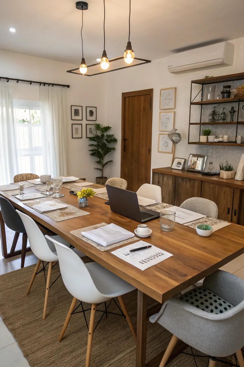 A table ready for dinner parties and workdays alike.