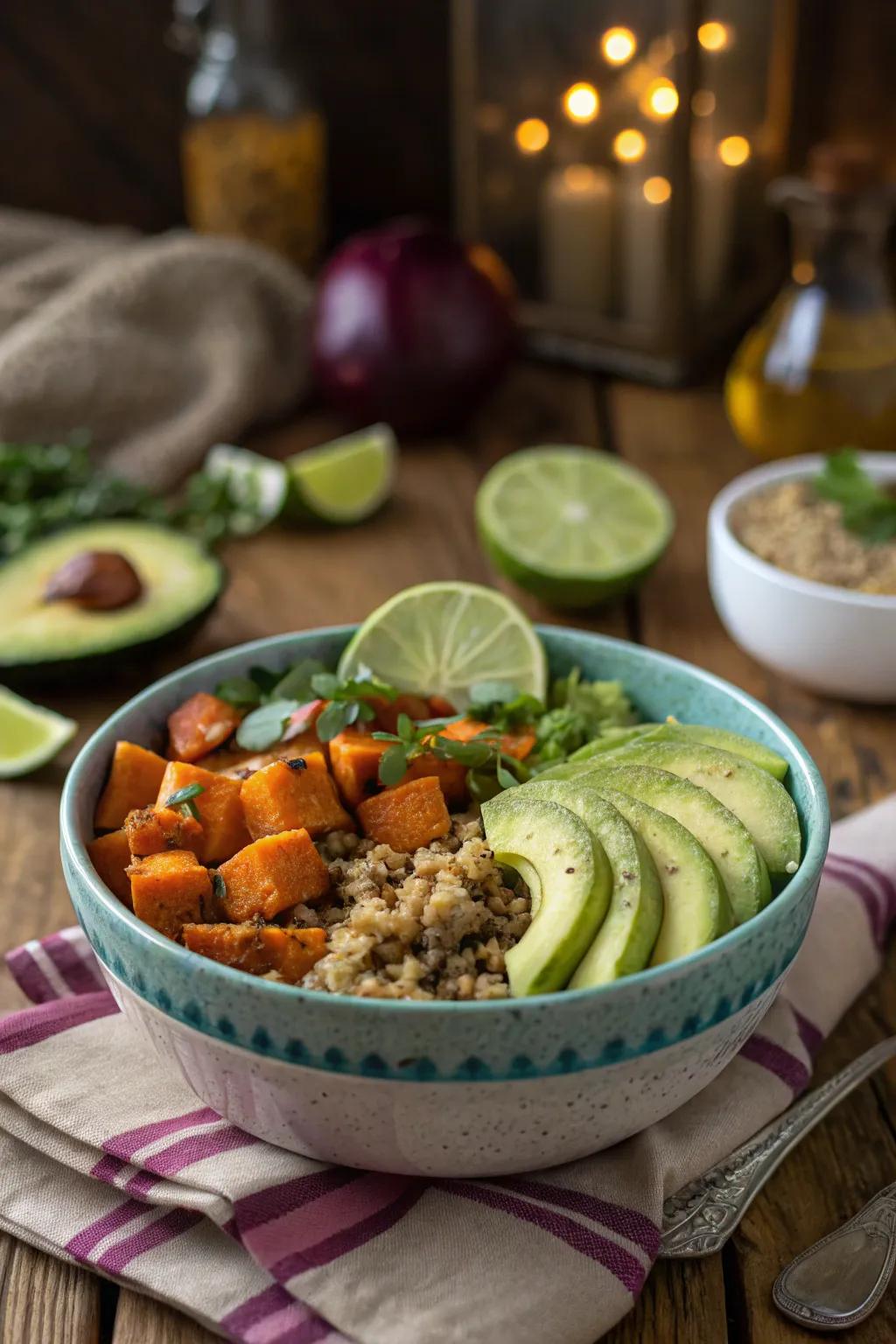 A colourful veggie bowl that’s both filling and super tasty.