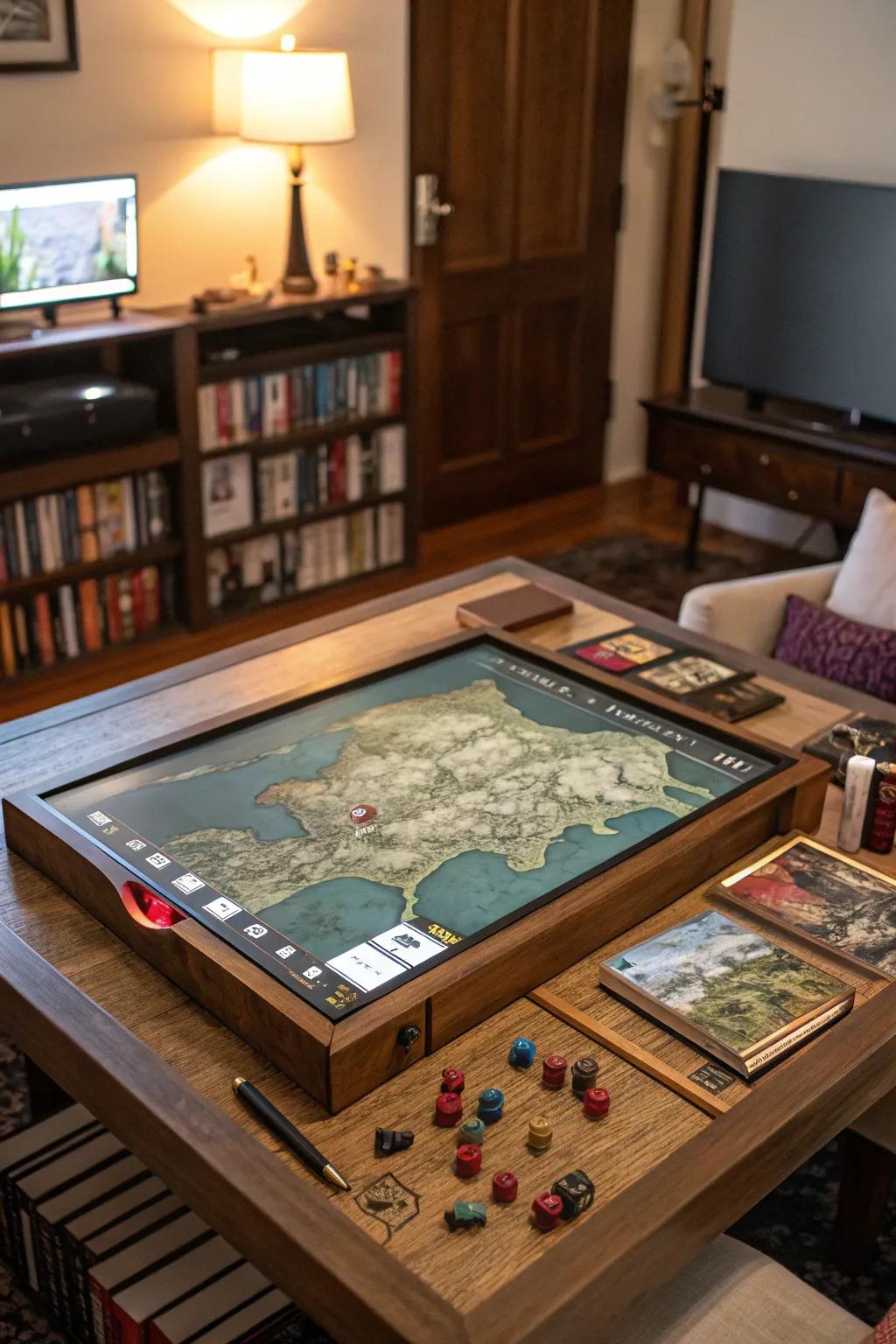 A digital map displayed on a built-in screen elevates the gaming experience.