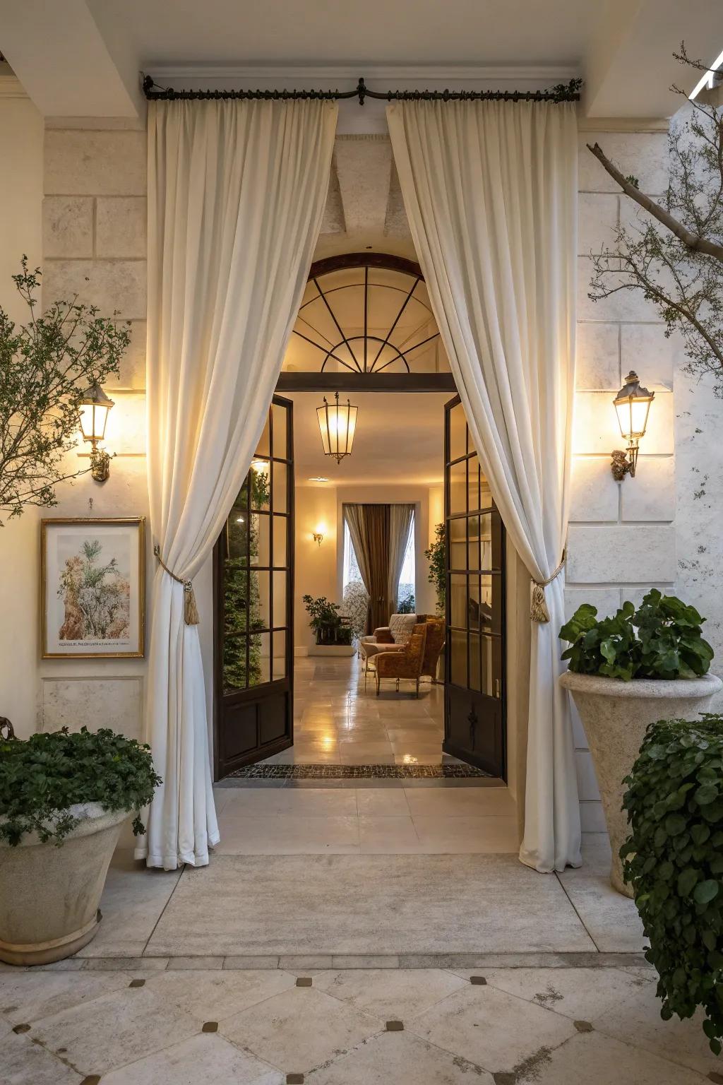 Infuse your entryway with charm using stylish curtains.