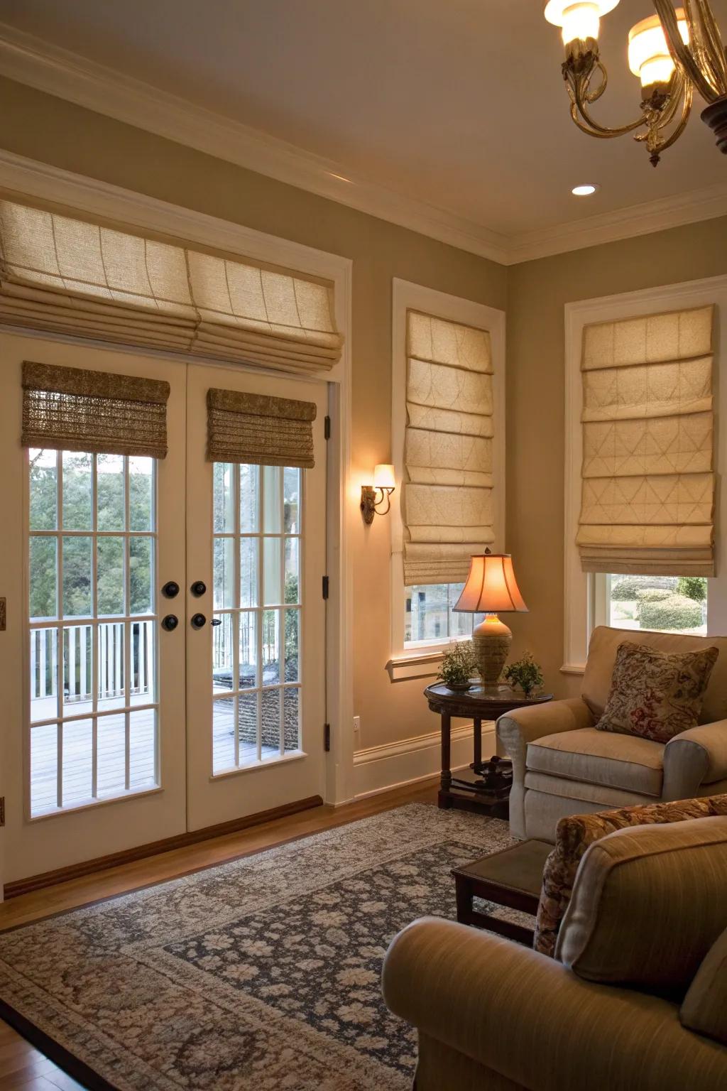 Folding screens present a traditional aesthetic while assuring seclusion for your door windows.