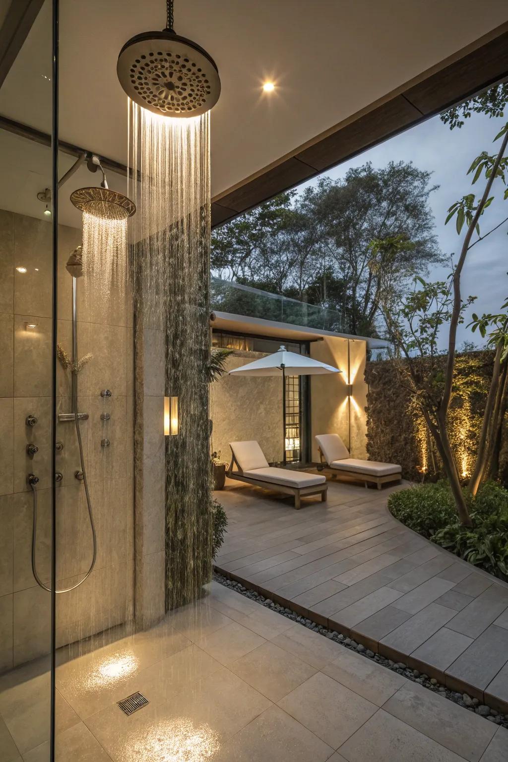 Transform your bathroom into a tranquil spa retreat with dual rainfall showerheads.