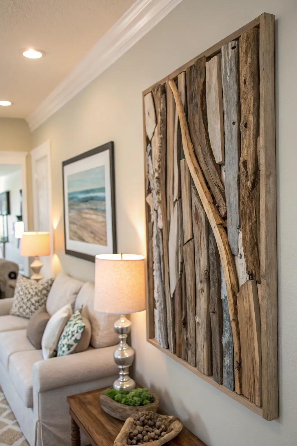 Driftwood wall decorations introduce an organic element to any setting.