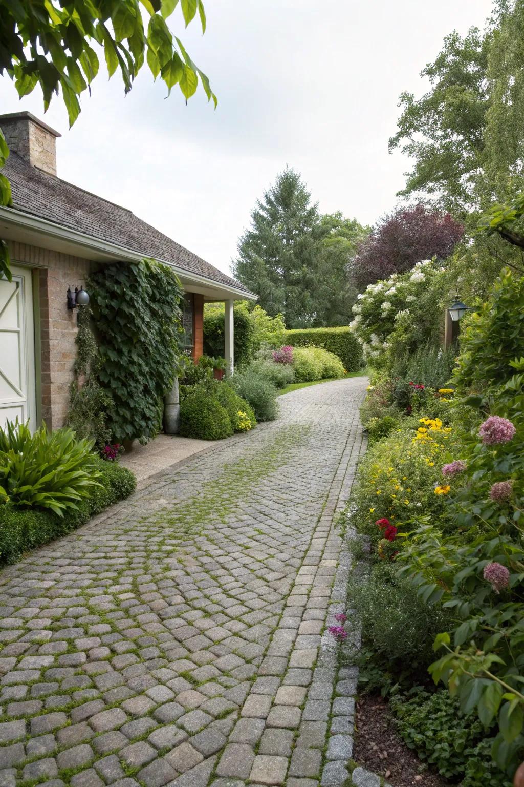 Cobblestone driveways offer timeless elegance and durability.