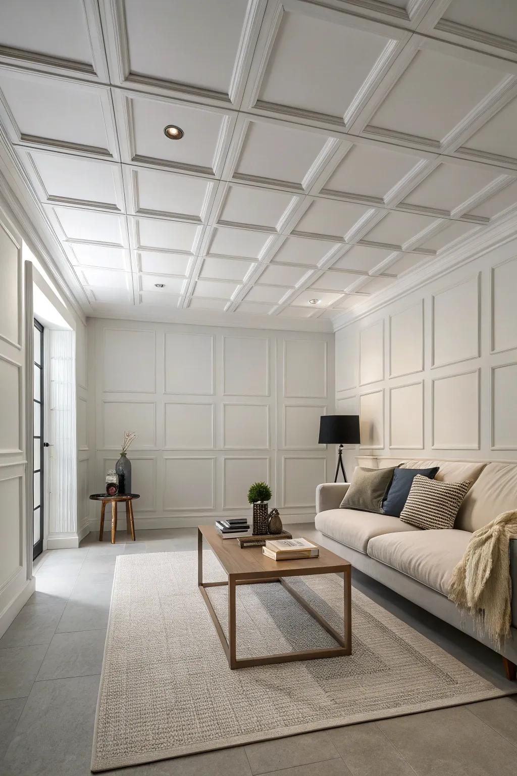 The ultimate in simplicity using modern minimalist ceiling boards.
