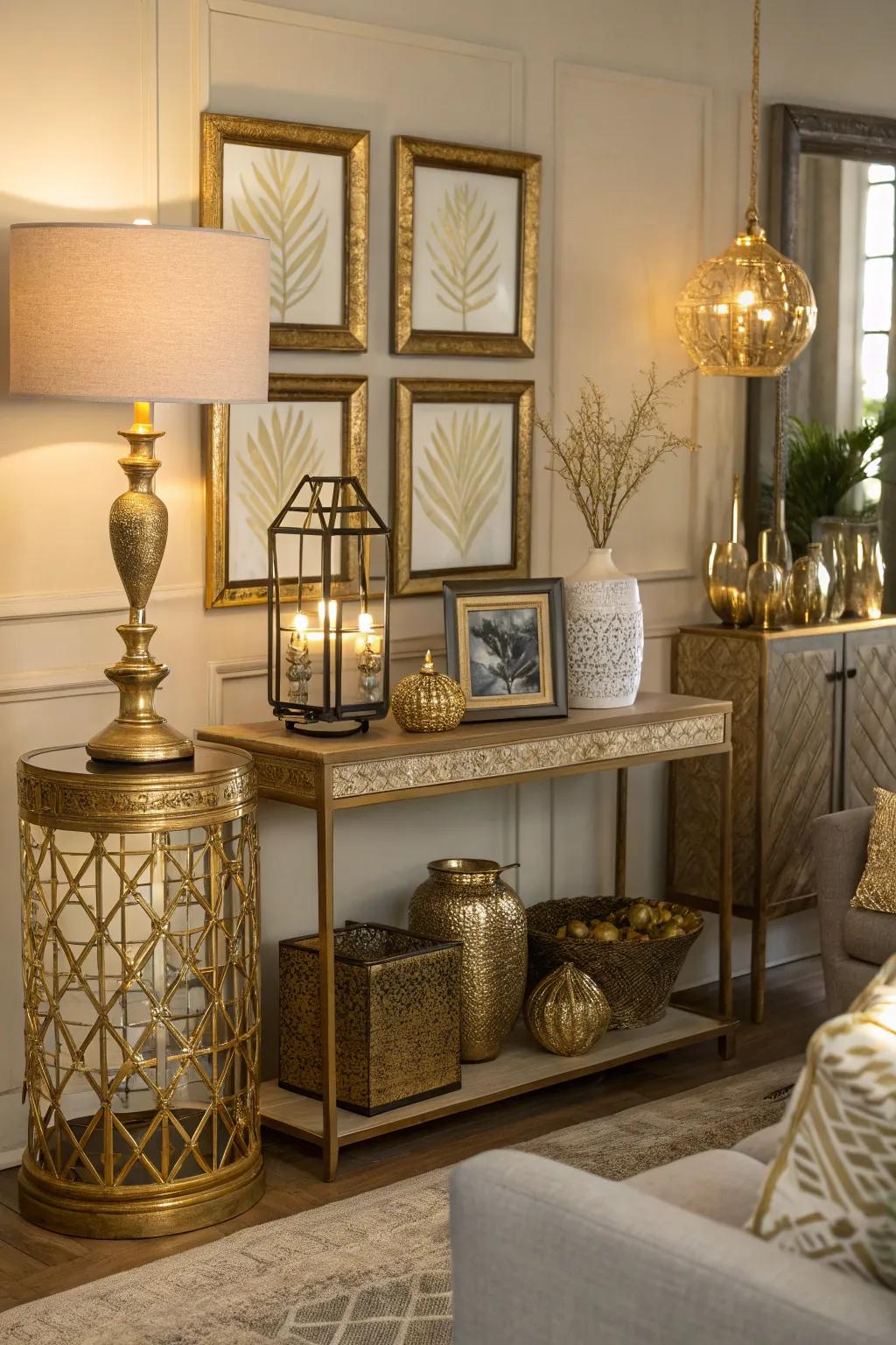 Gold accents introduce a splash of Egyptian grandeur to any setting.