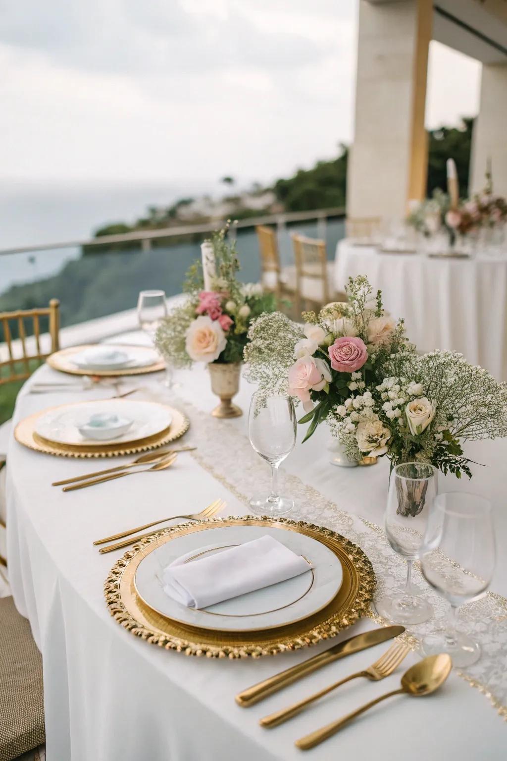 Gilded details provide a hint of glamour to this stylish tablescape.