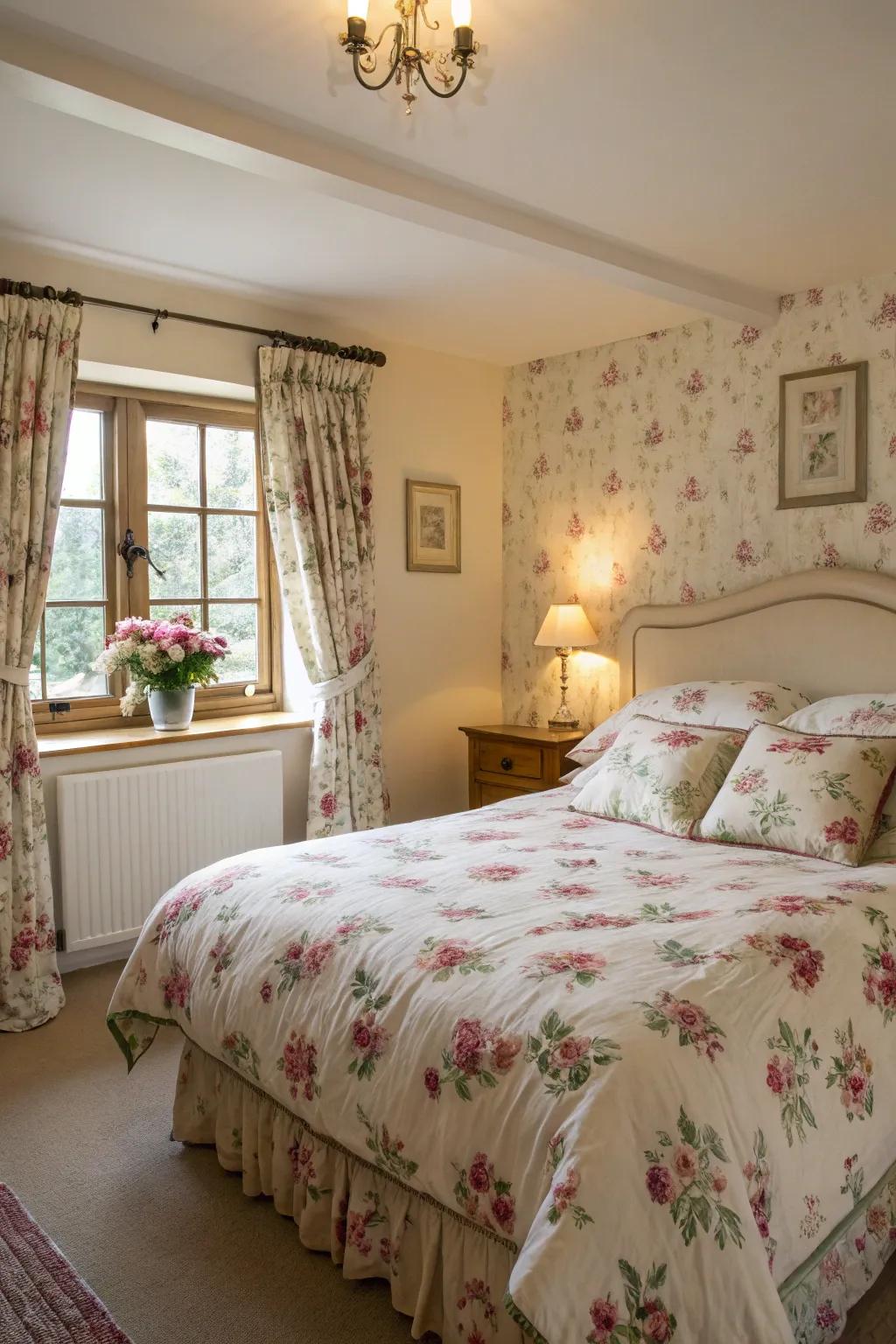 Floral prints bring the English countryside indoors.