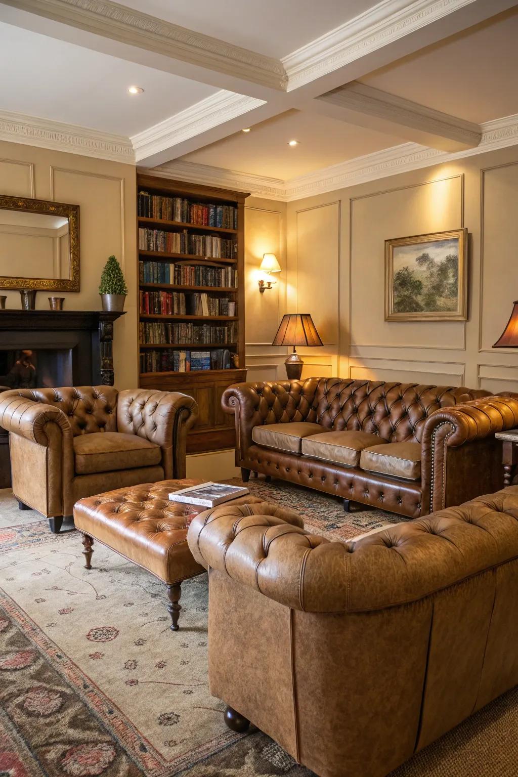 Traditional furniture pieces construct a welcoming setting.