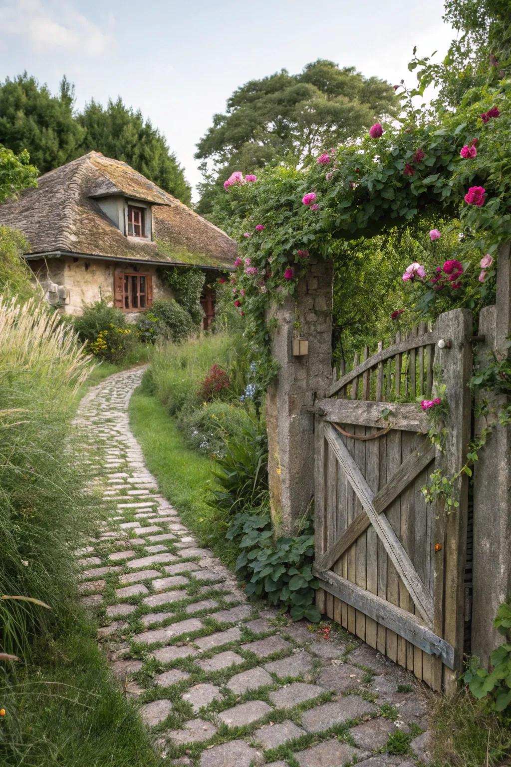 A rustic timber entrance that warmly welcomes you home.