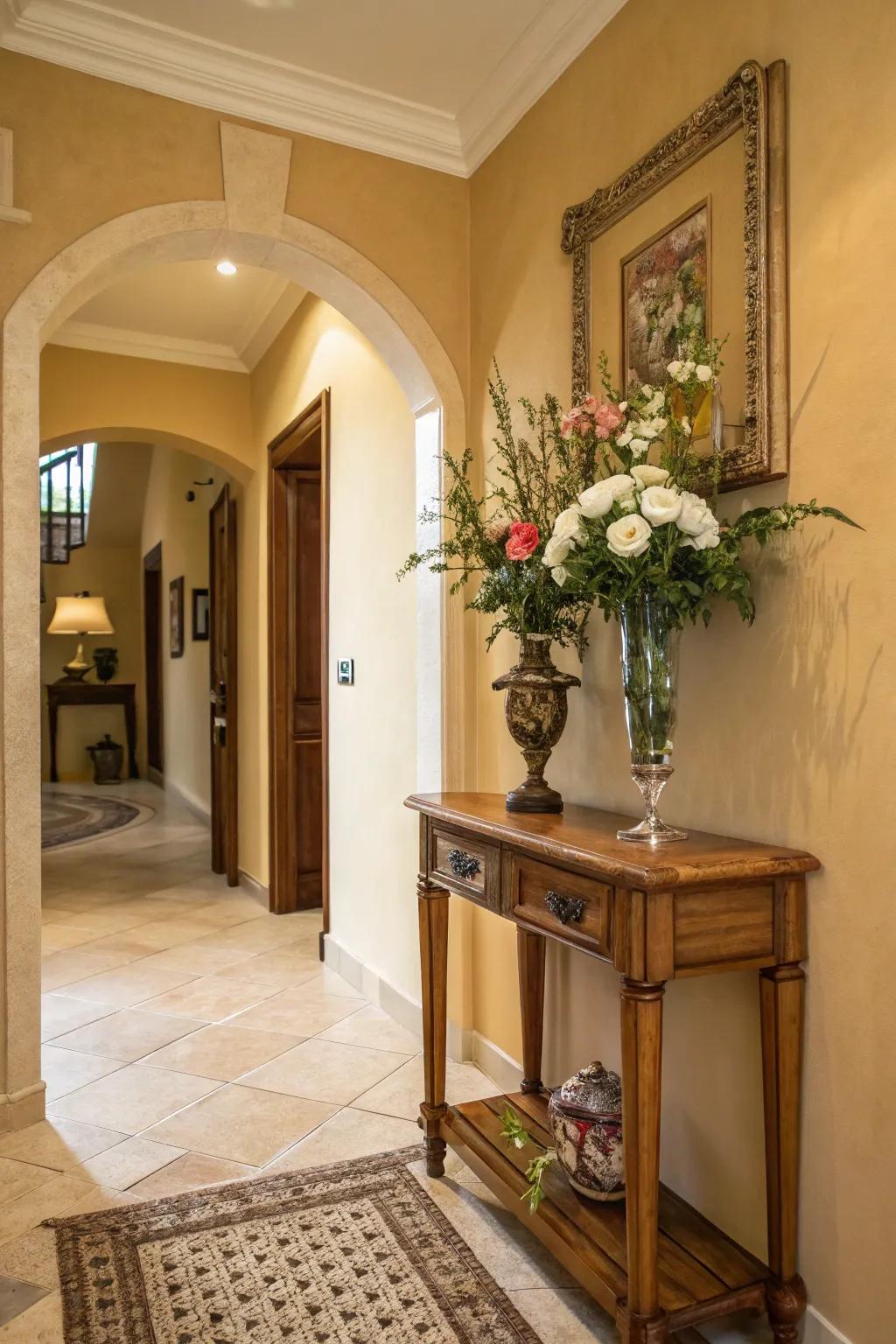 Achieve a cozy reception with toasty bisque shades.