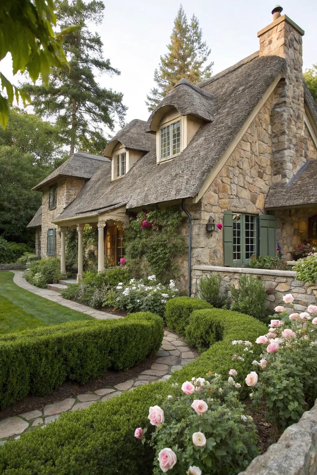 Natural stone accent walls seamlessly integrate the scenic beauty of the mountains into your home.