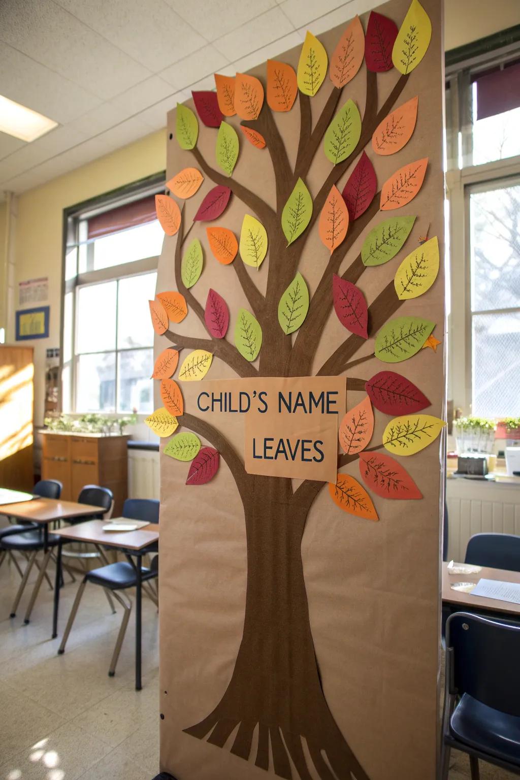 A Leafy Learning Sprout with each leaf marked with a toddler's name.