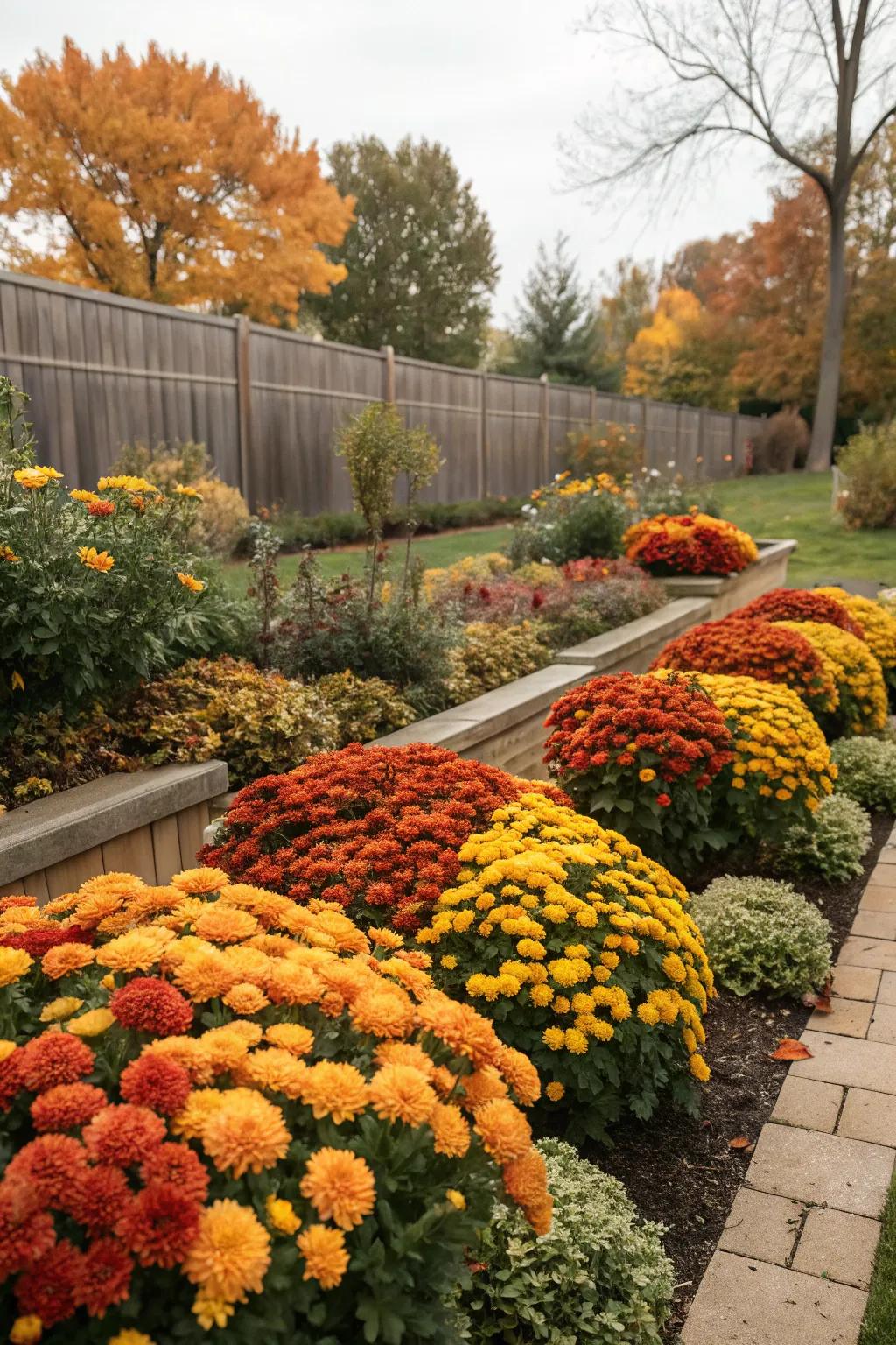 Brighten your yard with a stunning color palette of autumn-inspired hues.