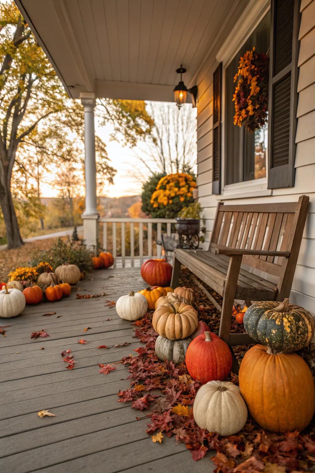 A lively gourd assortment showcasing the variety of fall's cherished ornamentation.
