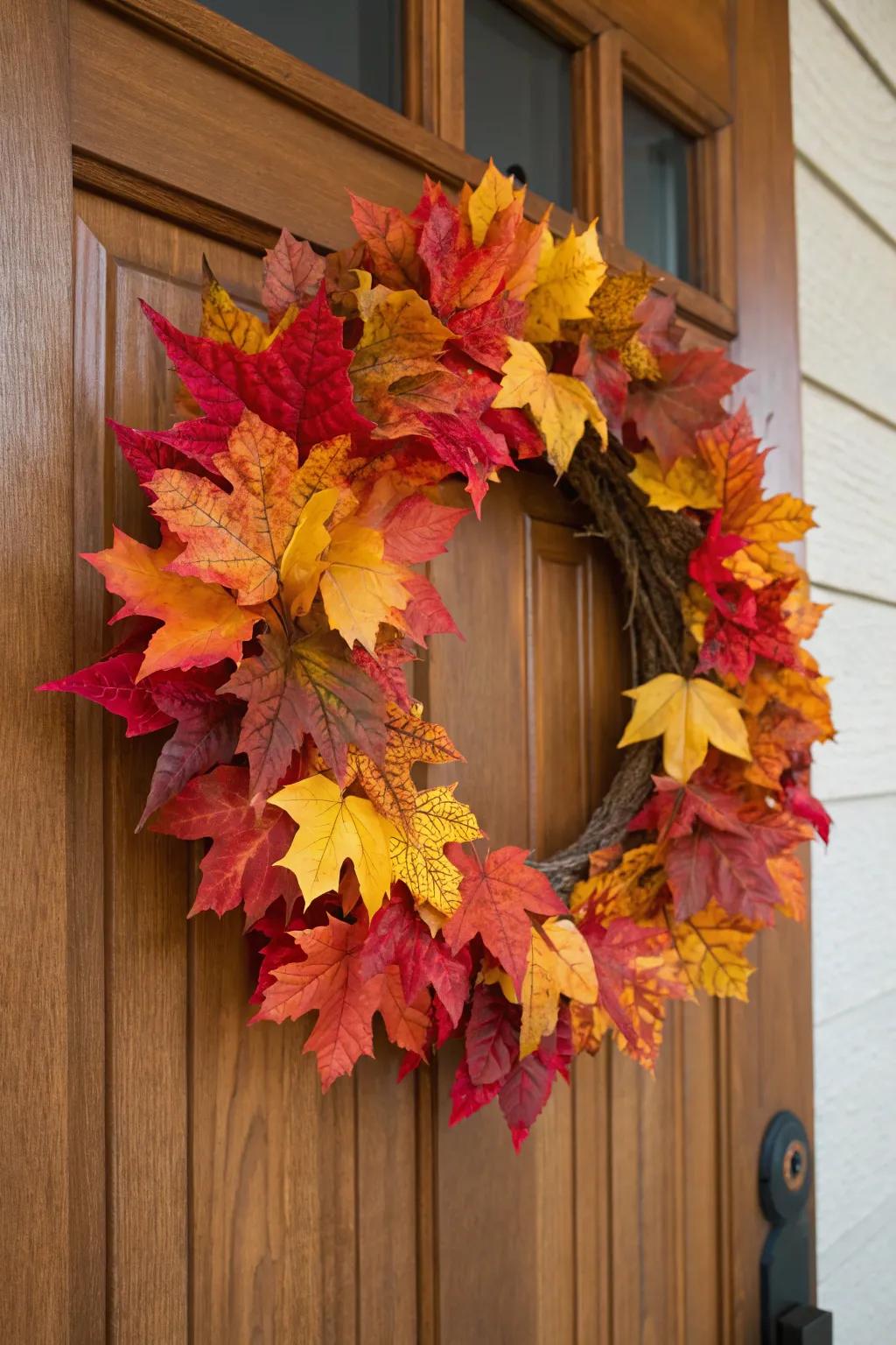 Timeless autumn leaves bring a cozy touch to your entryway.
