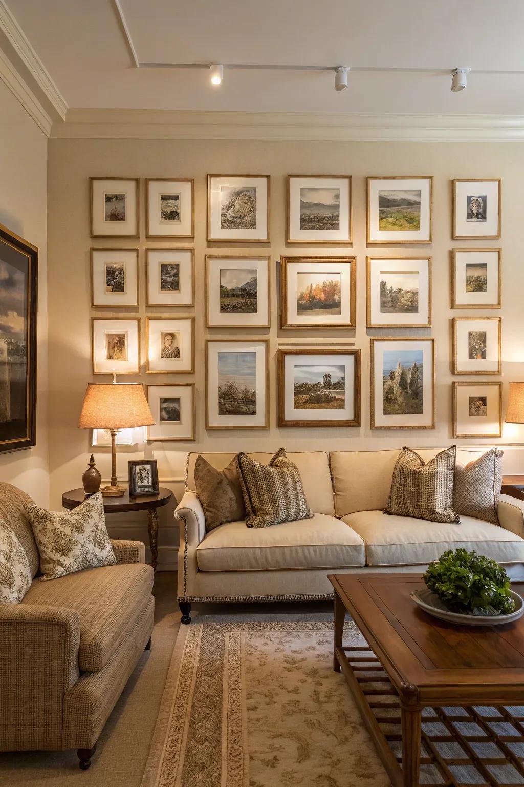 A timeless classic gallery display with symmetrical holder arrangement.