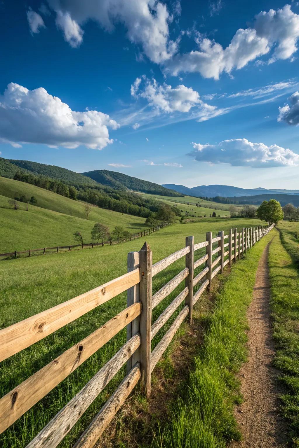 The unpretentious charm of a split rail fence complements the natural environment wonderfully.