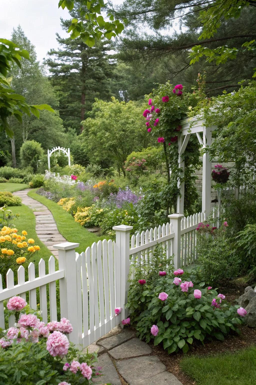Classic white fences are always stylish and work well with any garden.