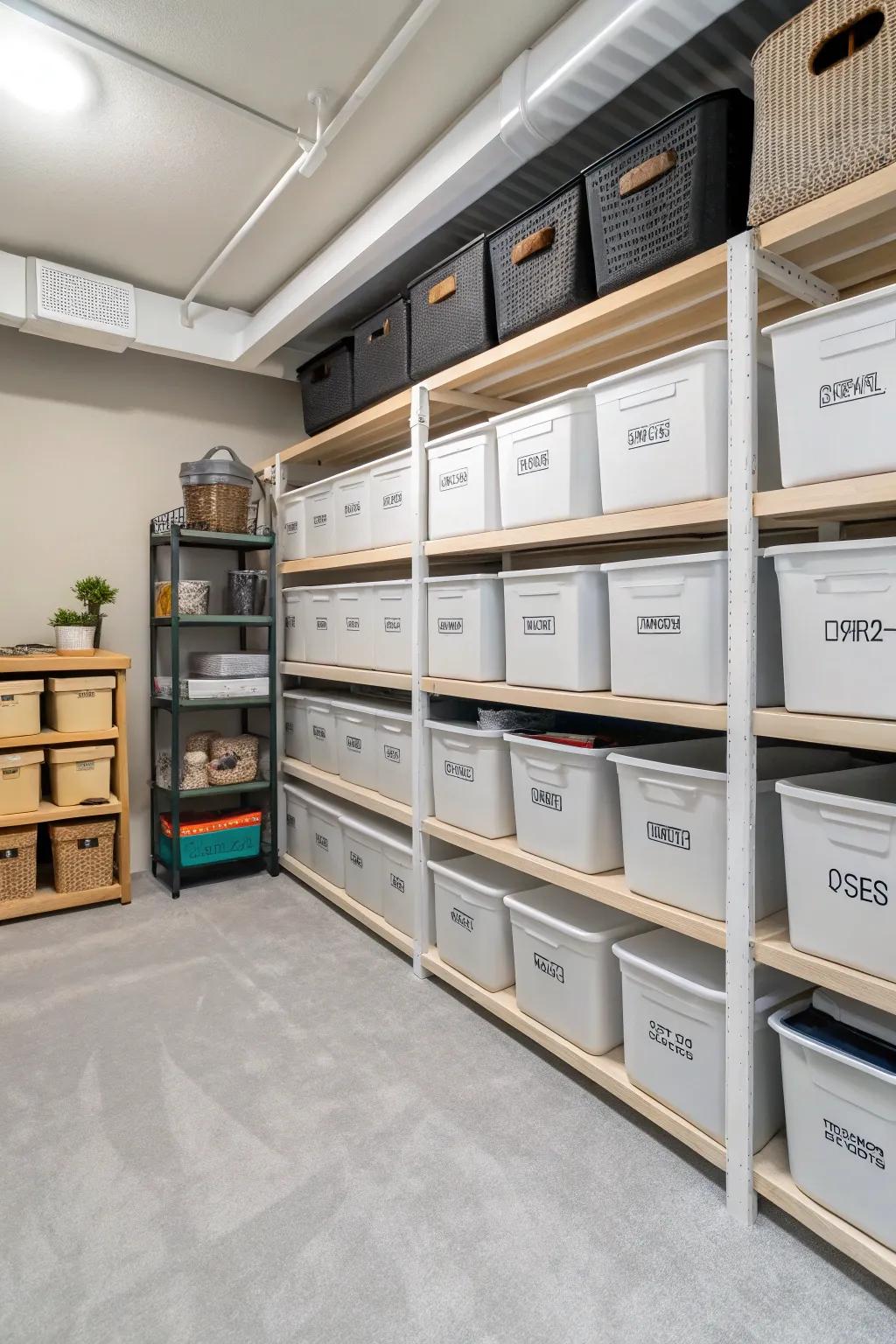 Turn your crawl space into an organized storage haven.