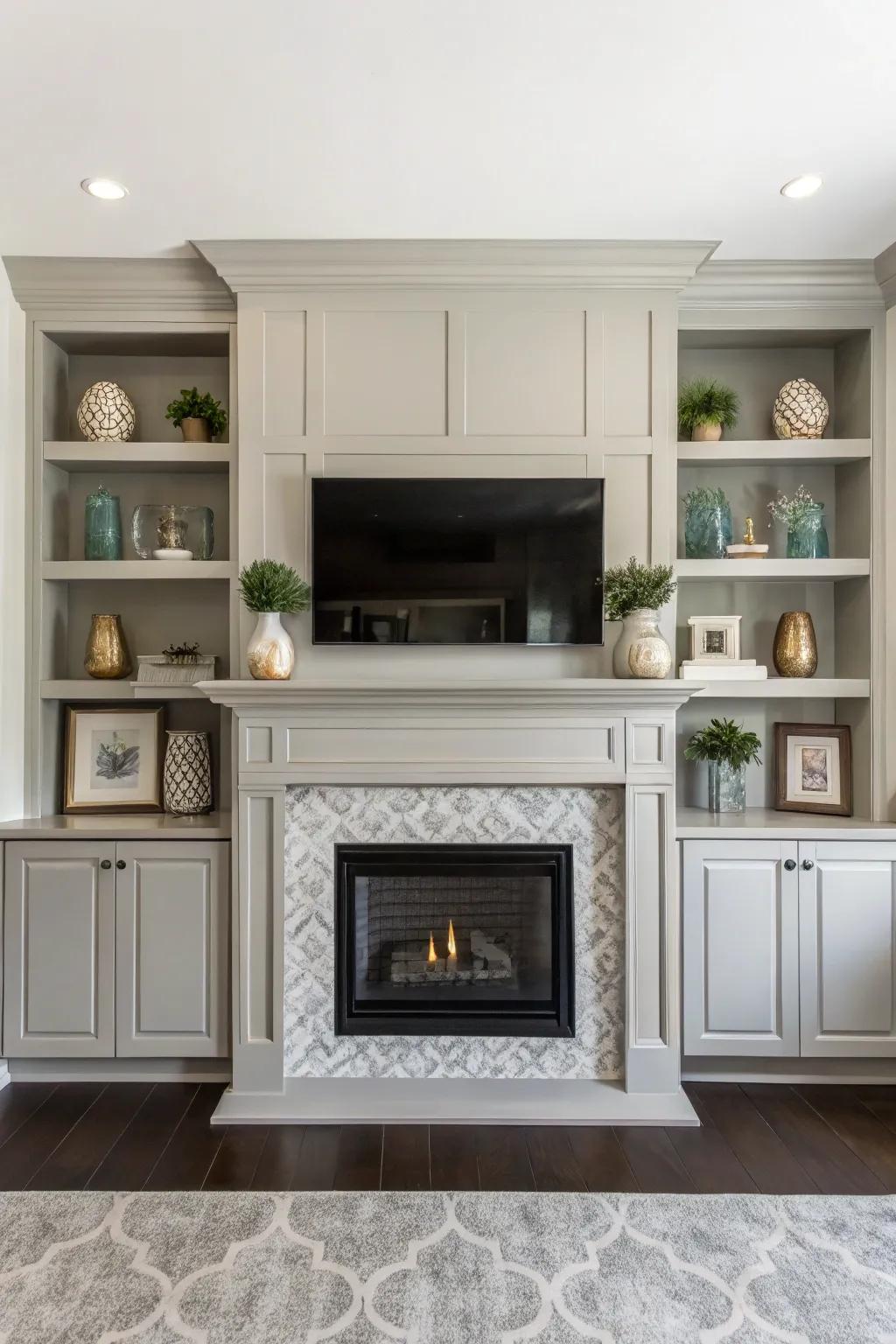Symmetry delivers a balanced feel to your fireplace setup with perfectly matched built-ins.