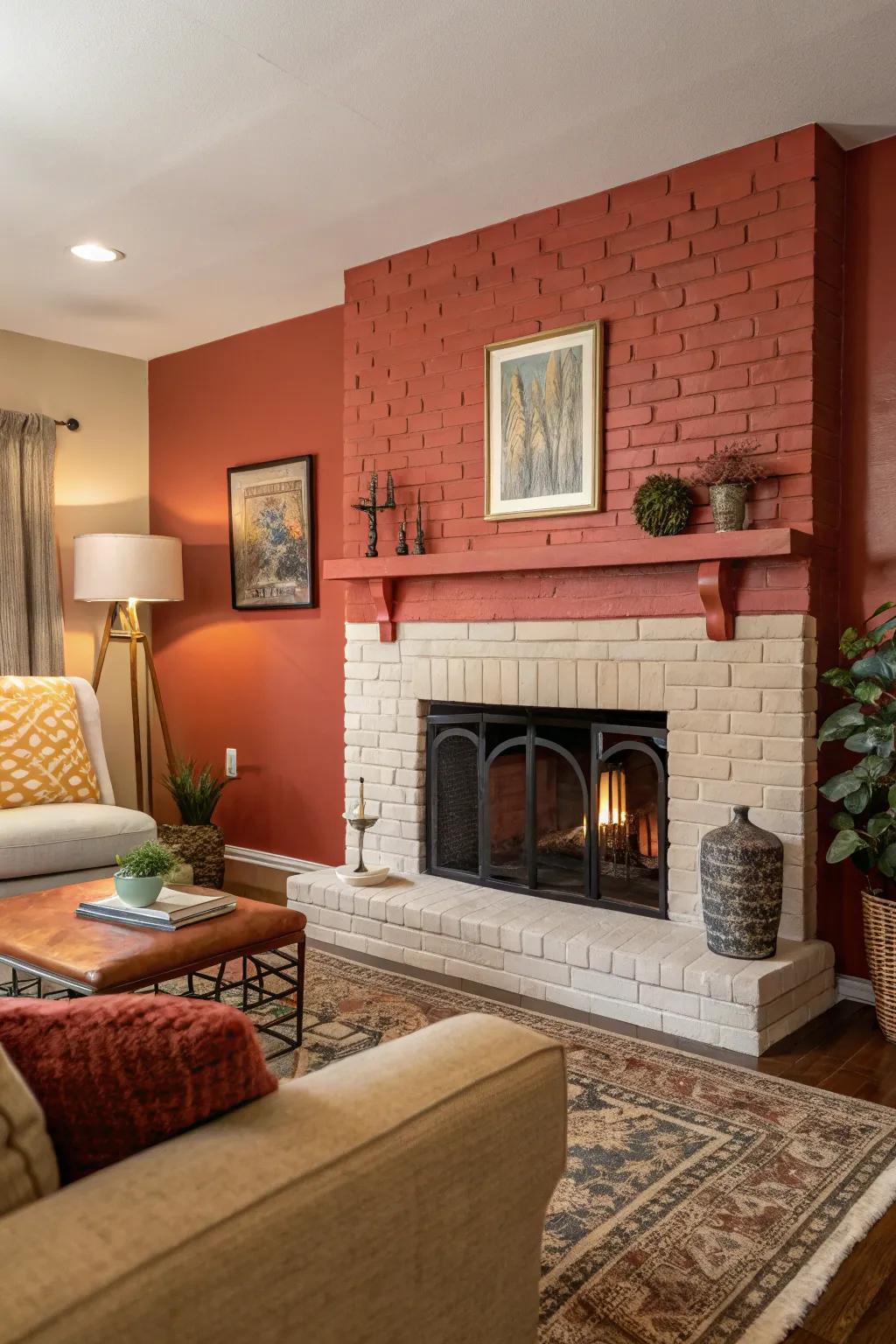 A bold color can breathe new life into your fireplace.