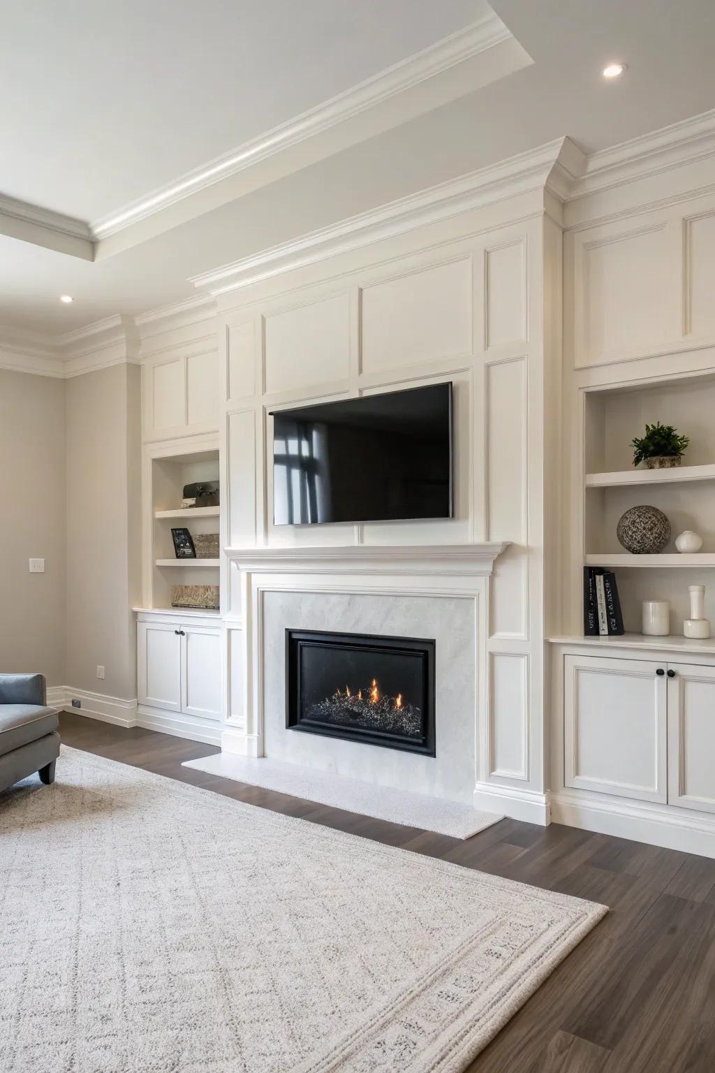 An elegant minimalist fireplace wall emphasizing simplicity.