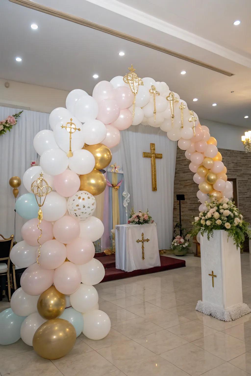 A breathtaking air arch is the perfect highlight for any First Holy Communion celebration.