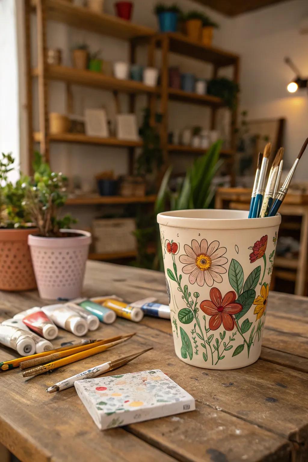 Hand-painted flower cups that are true art pieces.