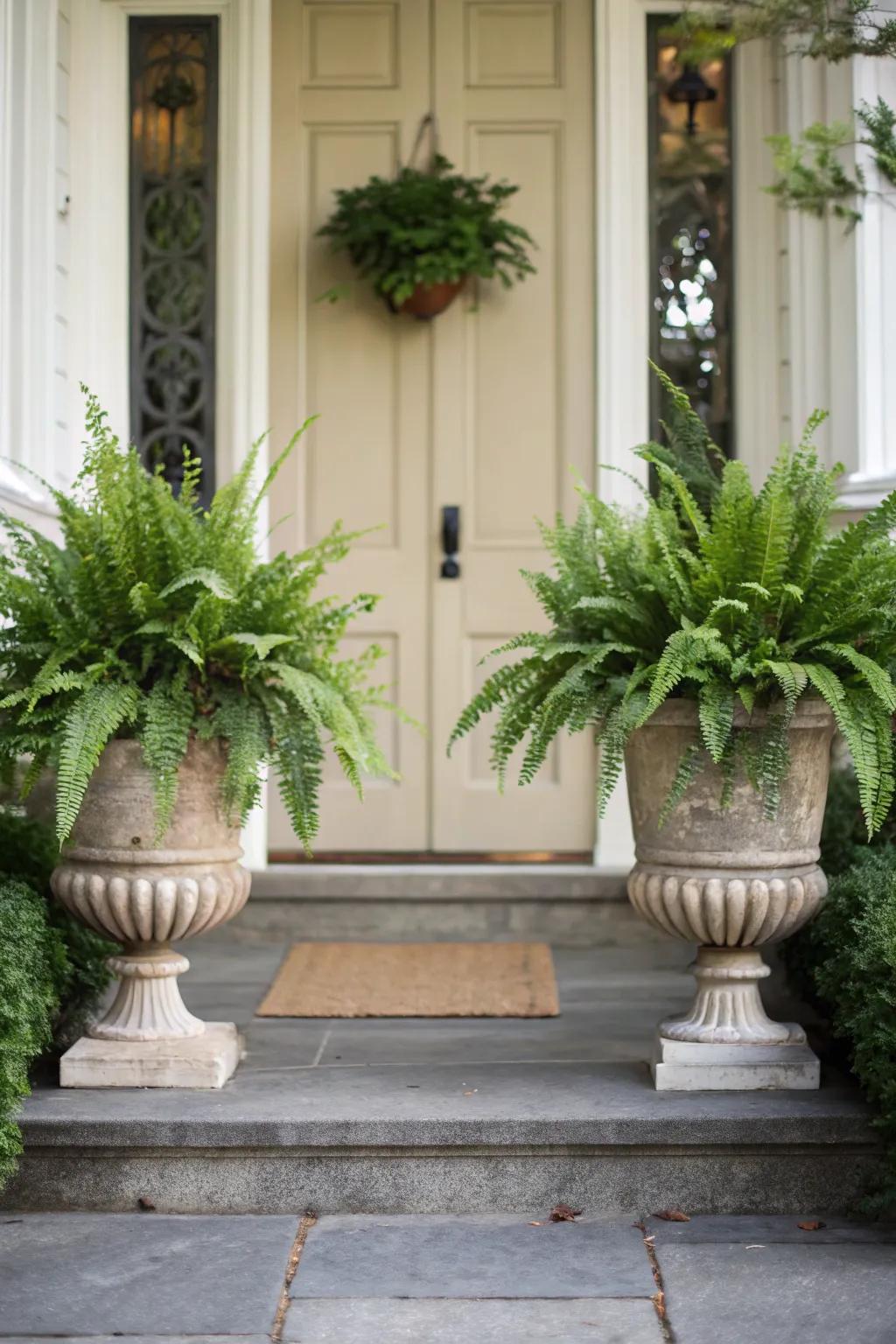 Balance your entrance by mirroring planters on each side.
