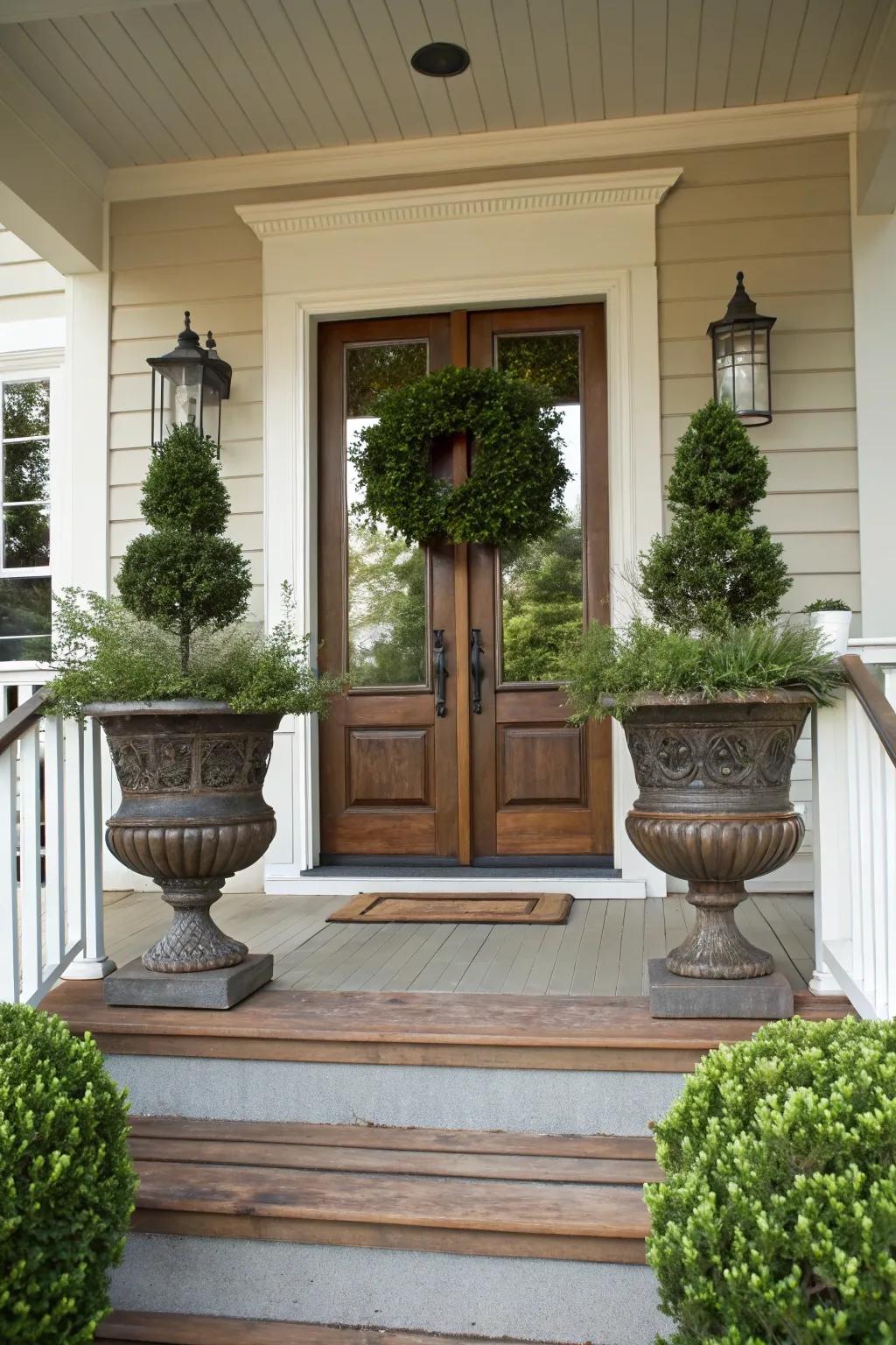 Achieving a symmetrical arrangement is fundamental for creating a classic, stylish entrance.