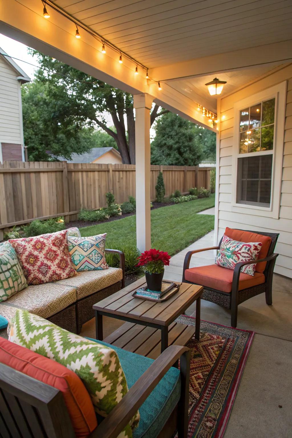 Inviting seating creates a welcoming front porch.