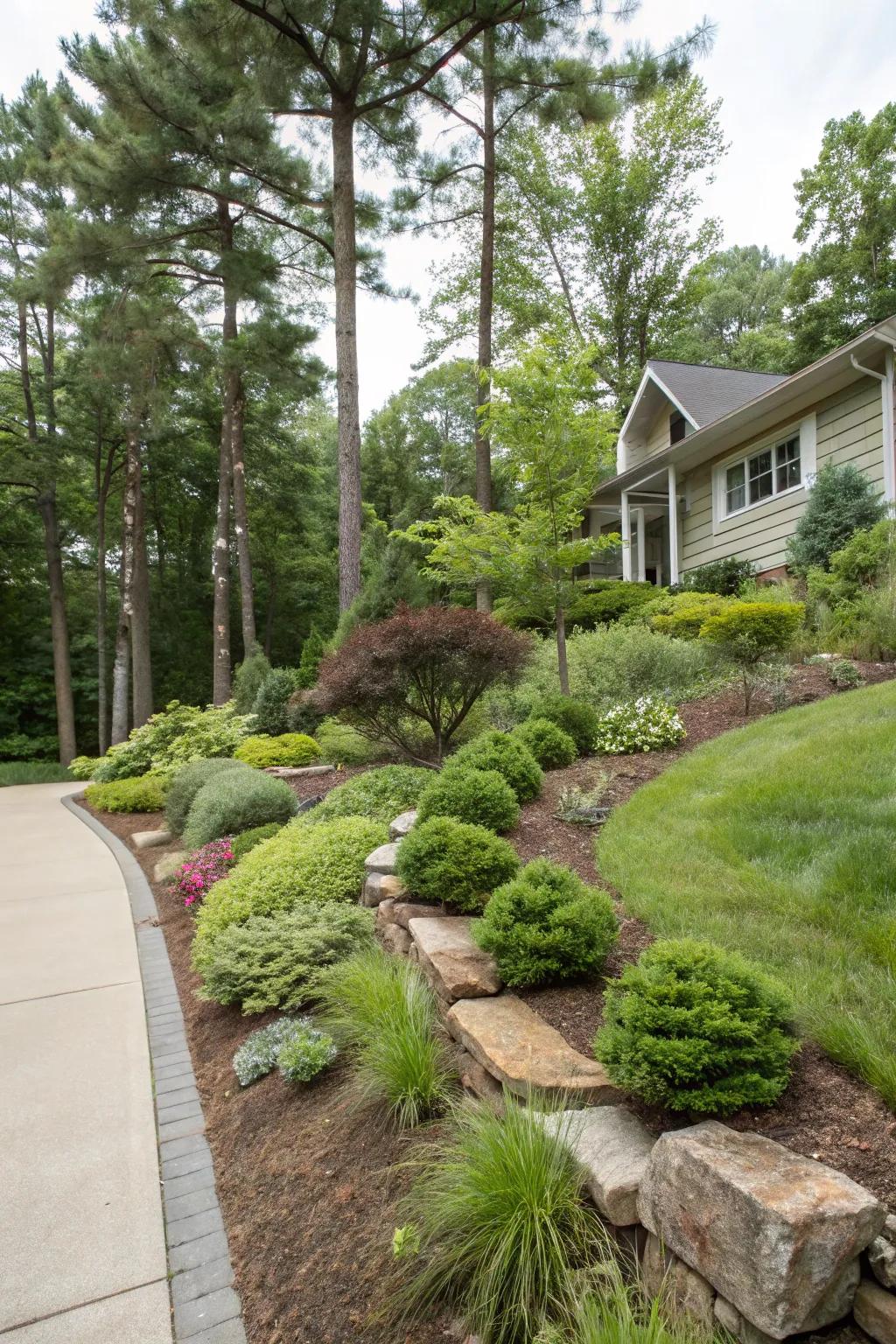 Tiered plantings offer an attractive and tactile design.