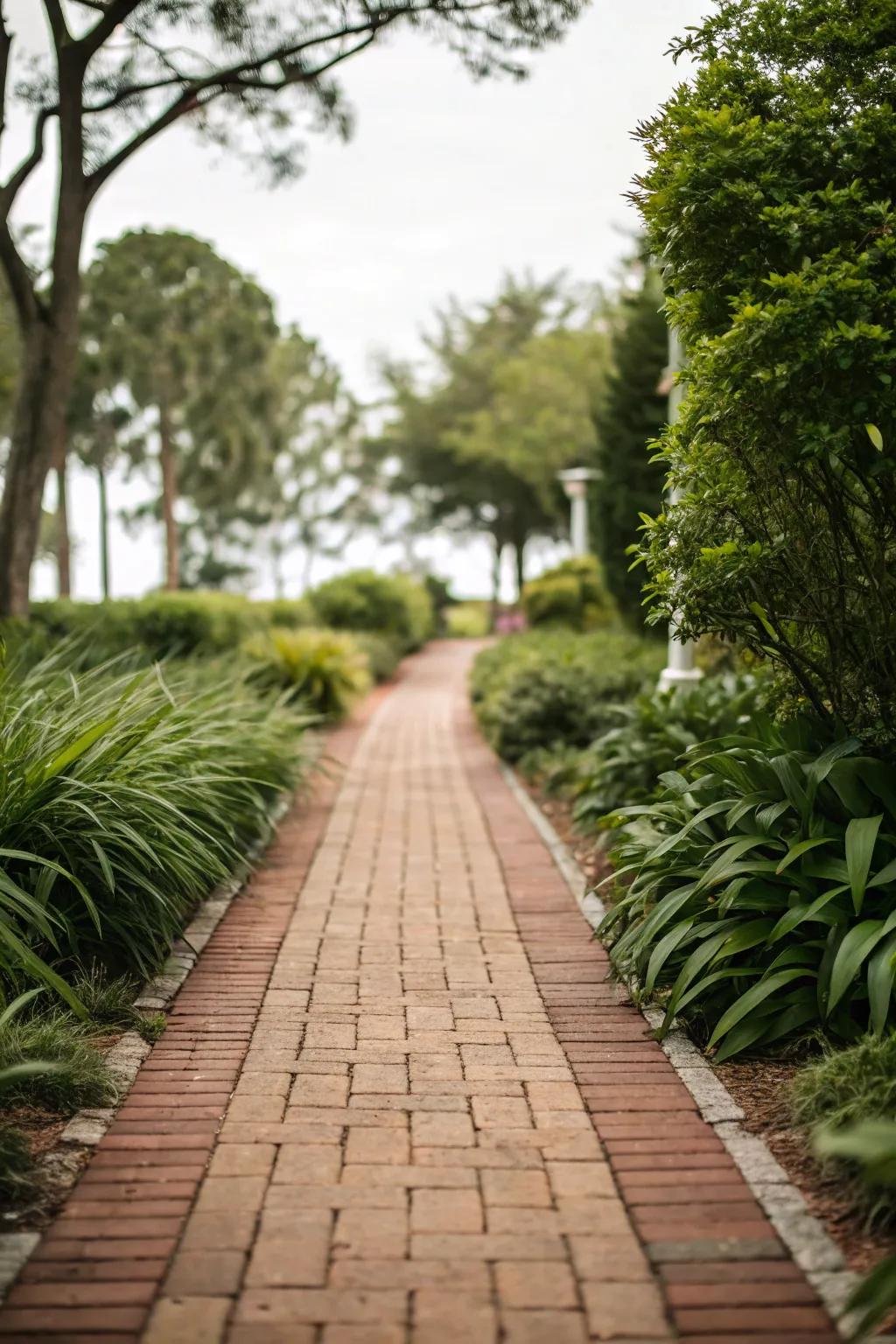 A classic brick paver walkway brings timeless charm to your home.