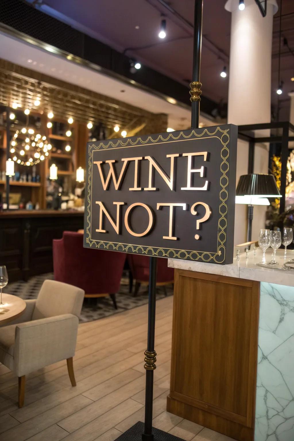 A playful hint to savor your favored vintage.