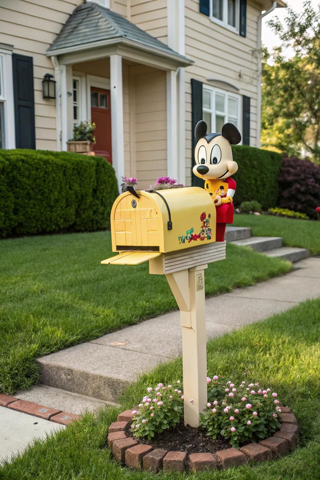 A fun-loving mailbox inspired by a well-known animated character.