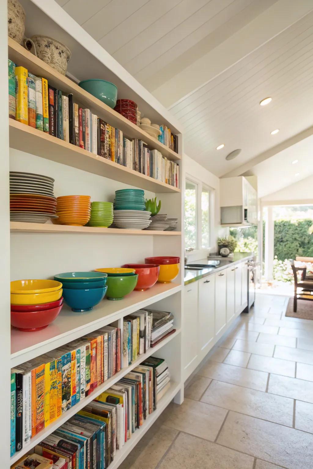 The charm and functionality of open shelves.