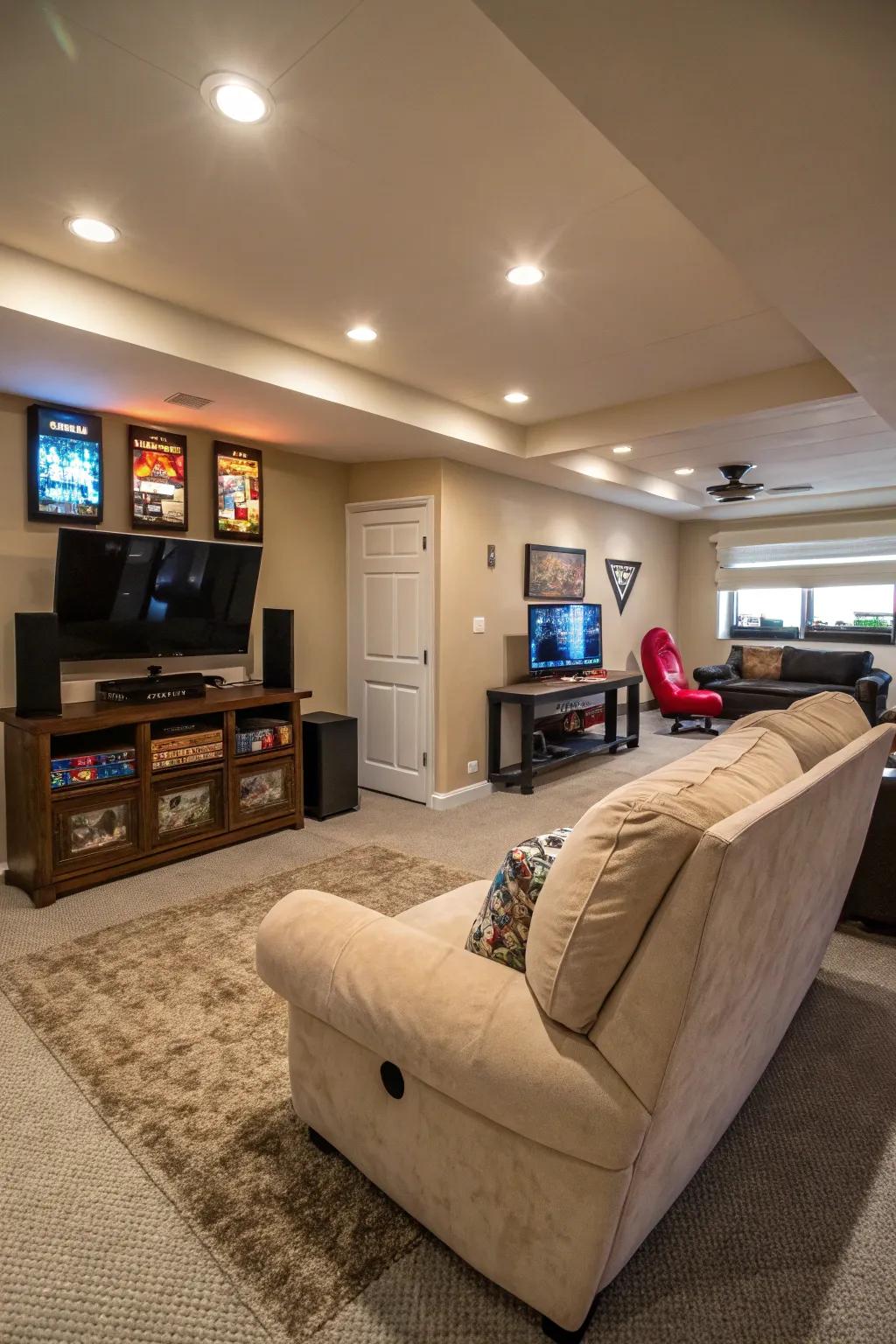 A beautiful lounge chair that makes you want to rest in your new game room.