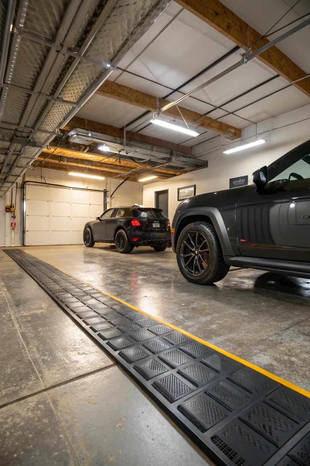Rubber baseboards are a tough and shock-resistant solution for active garages.