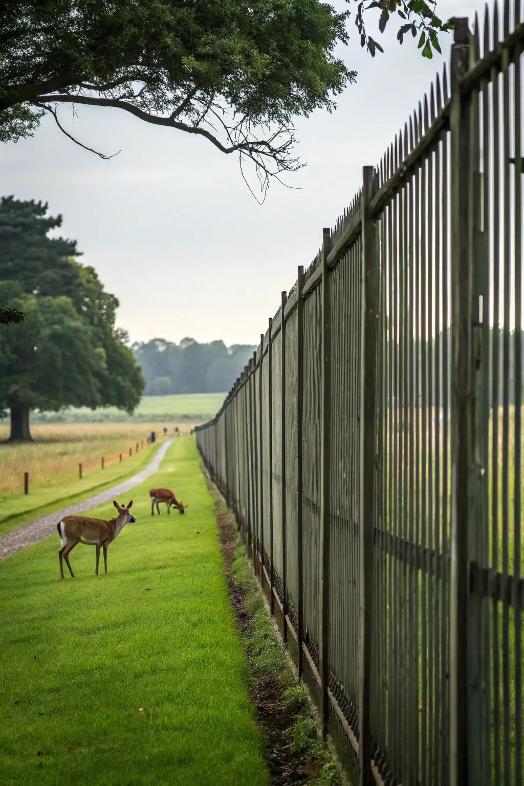 A high, towering fence does a great job at preventing deer from getting into the garden.