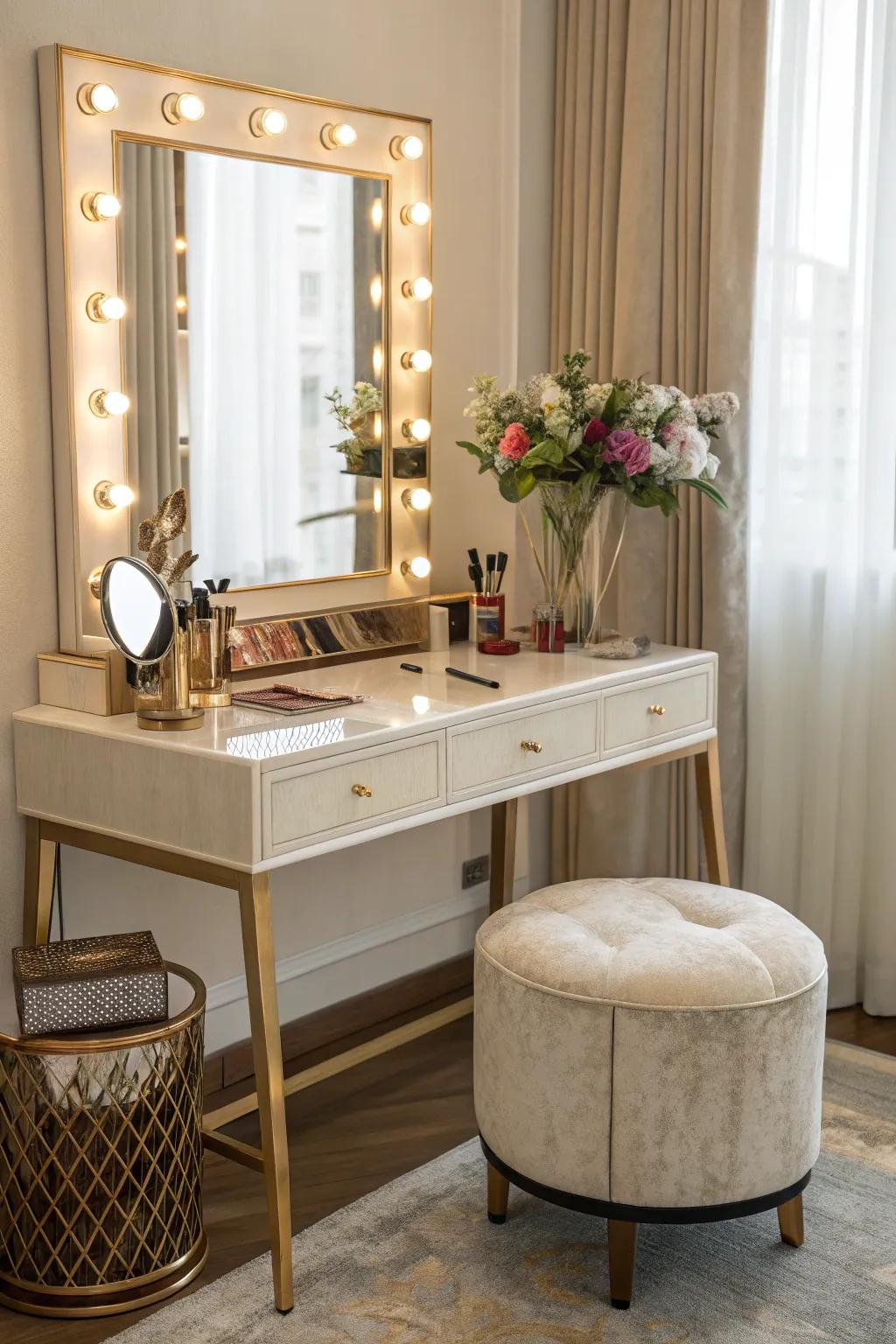 A vanity table is where beauty meets practicality.