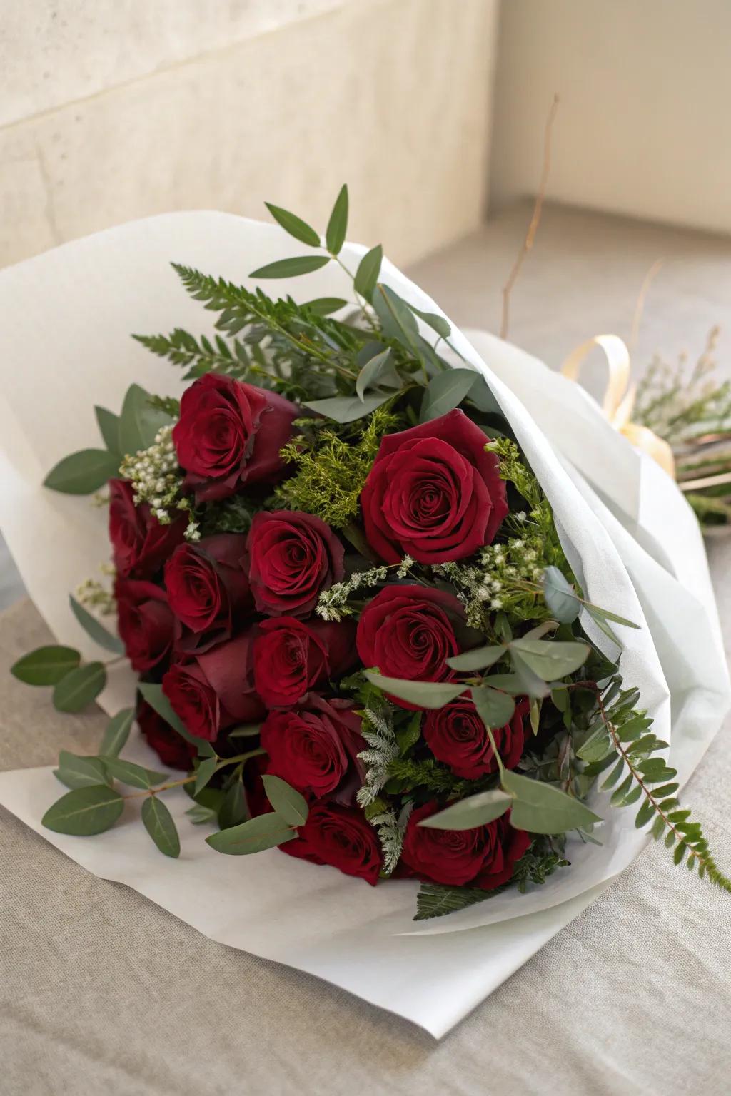 An eternally stylish red rose arrangement ideal for graduation festivities.