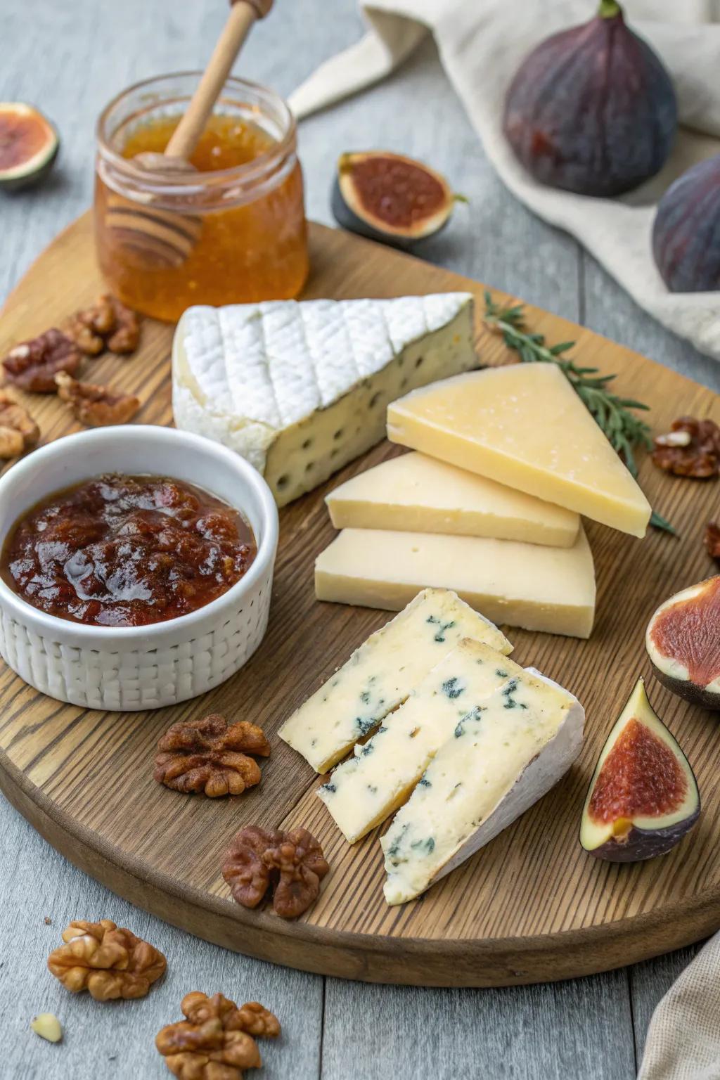 A cheese enthusiast's dream featuring an assortment of textures and flavors.
