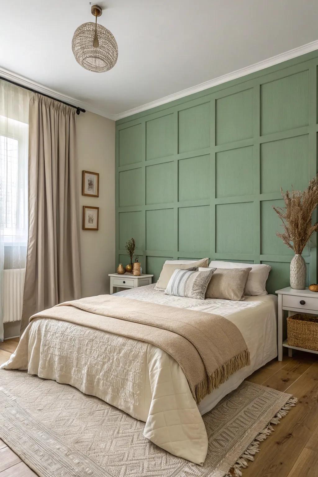 Sage green walls bring tranquility to your space.