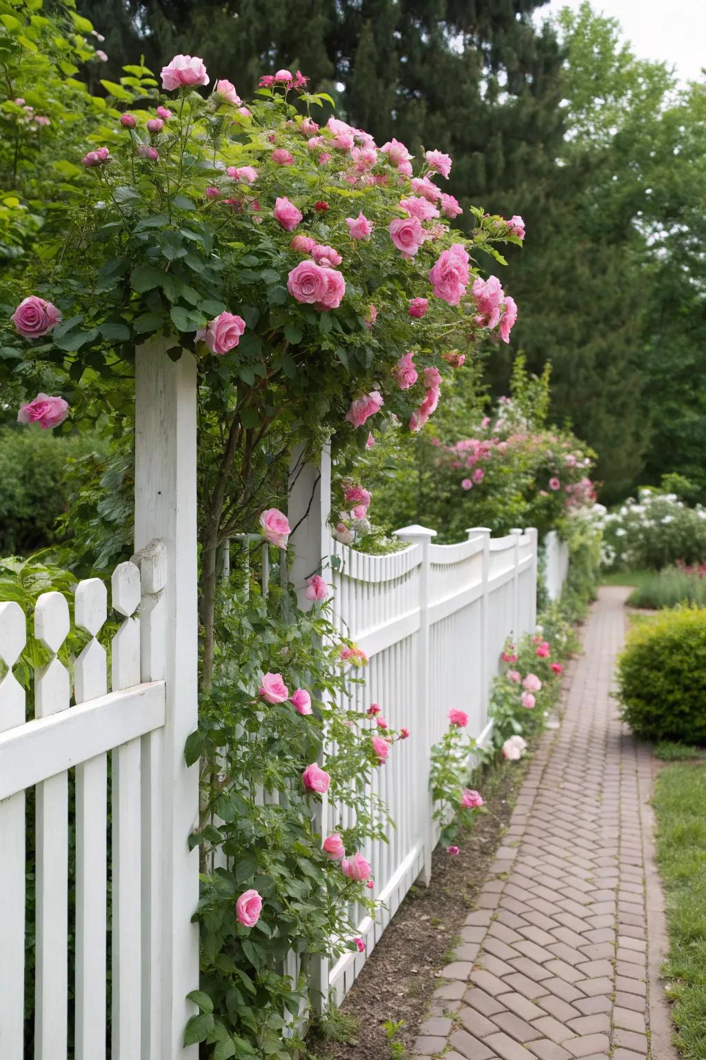 A mini picket enclosure with roses lends a romantic touch to your garden.