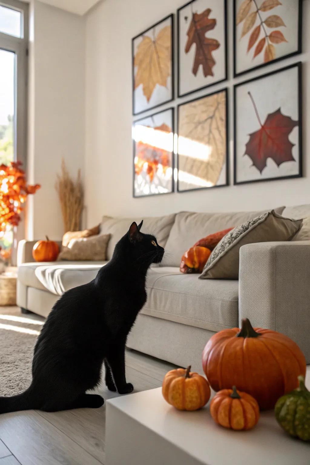 Displayed black cat forms impart mystery to your decorations
