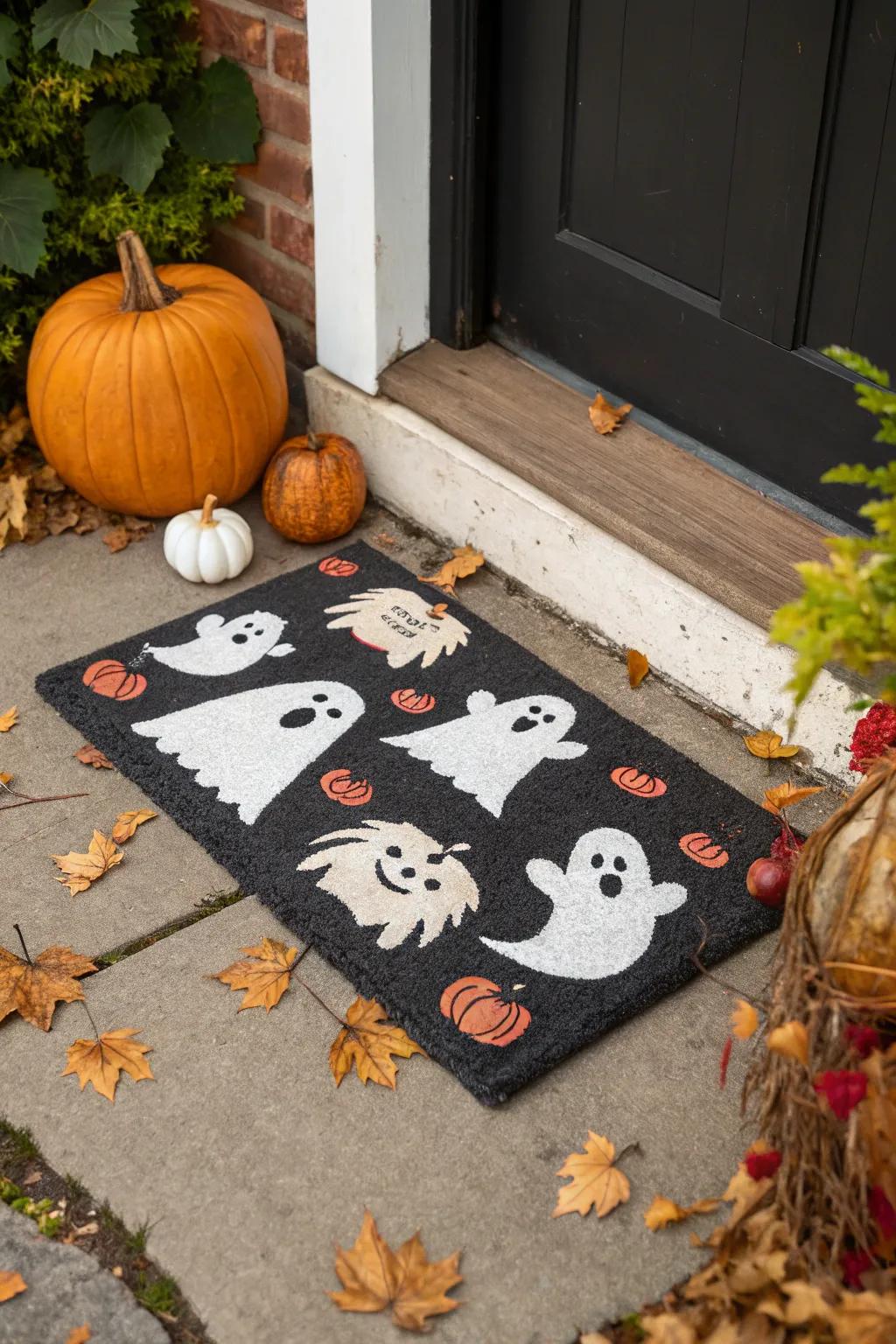 Adorable ghostly figures make for a friendly Halloween welcome.