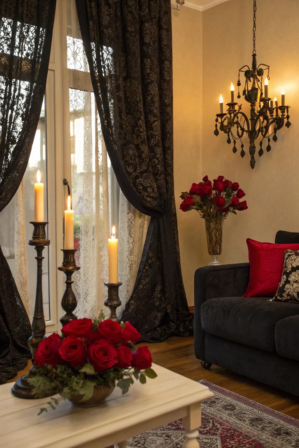 Craft a space of Gothic allure for a sophisticated Halloween style.