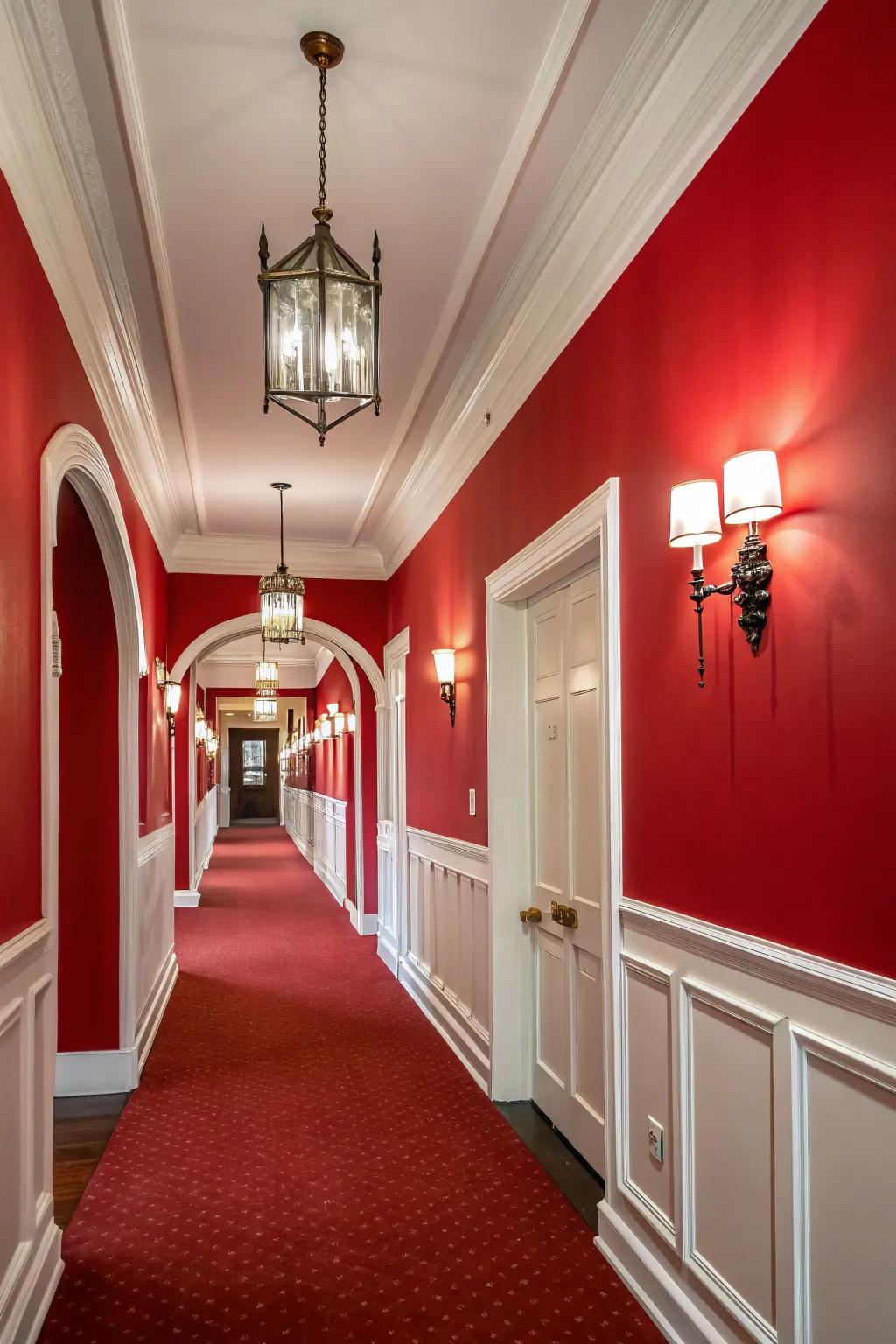 Dramatic colors like red can fashion a striking and inviting entry.