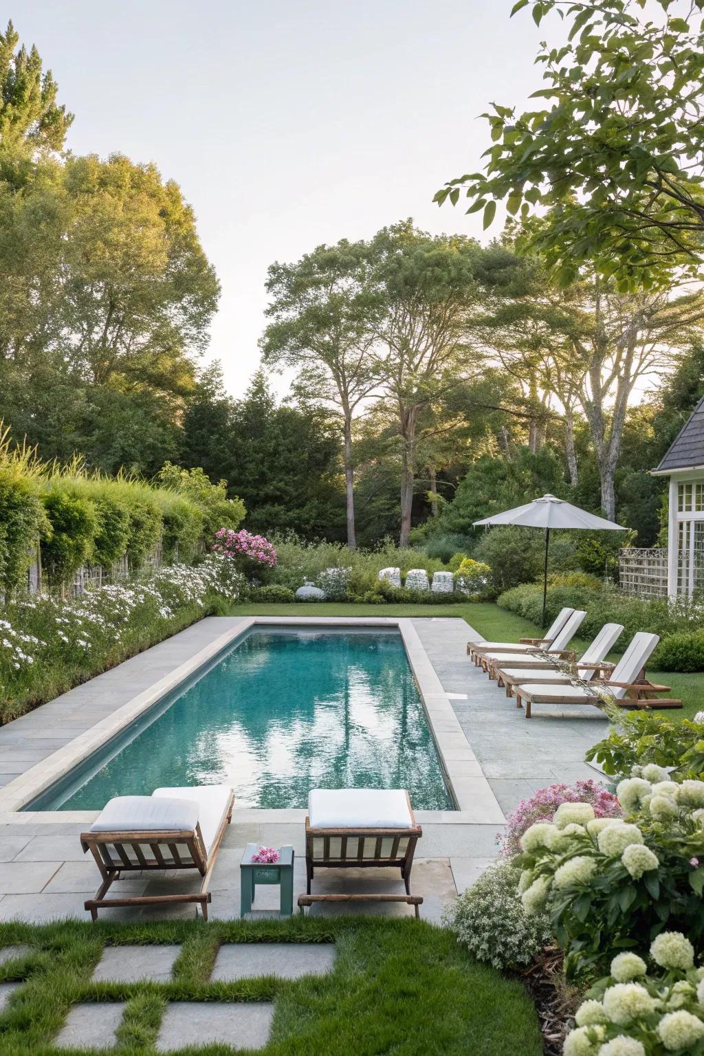 An exquisite pool transforms your backyard into a luxurious Hamptons-style escape.